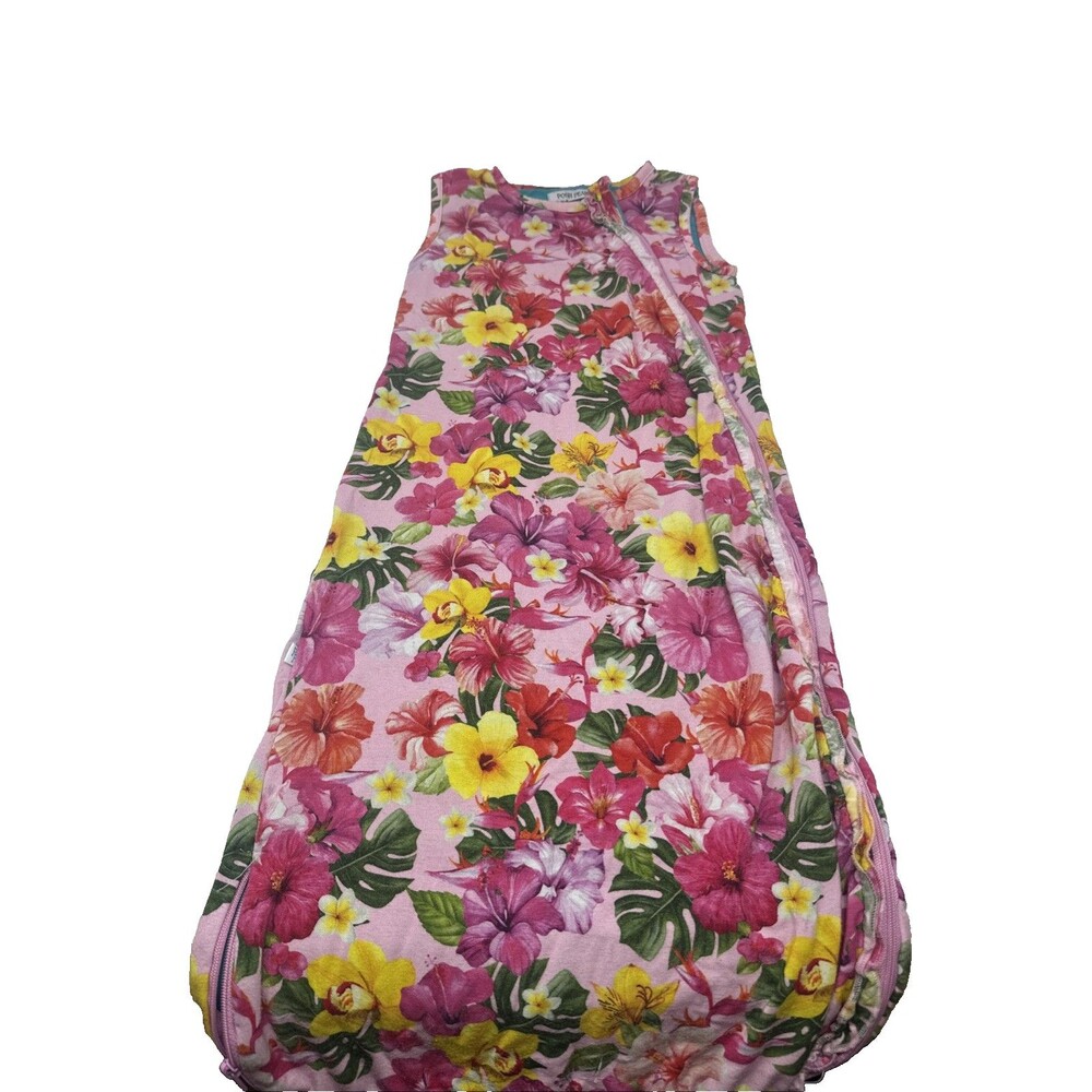 Posh Peanut EUC Pink Floral Ruffled Bamboo Zip Sleep Sack .5TOG 0-6 Mos months